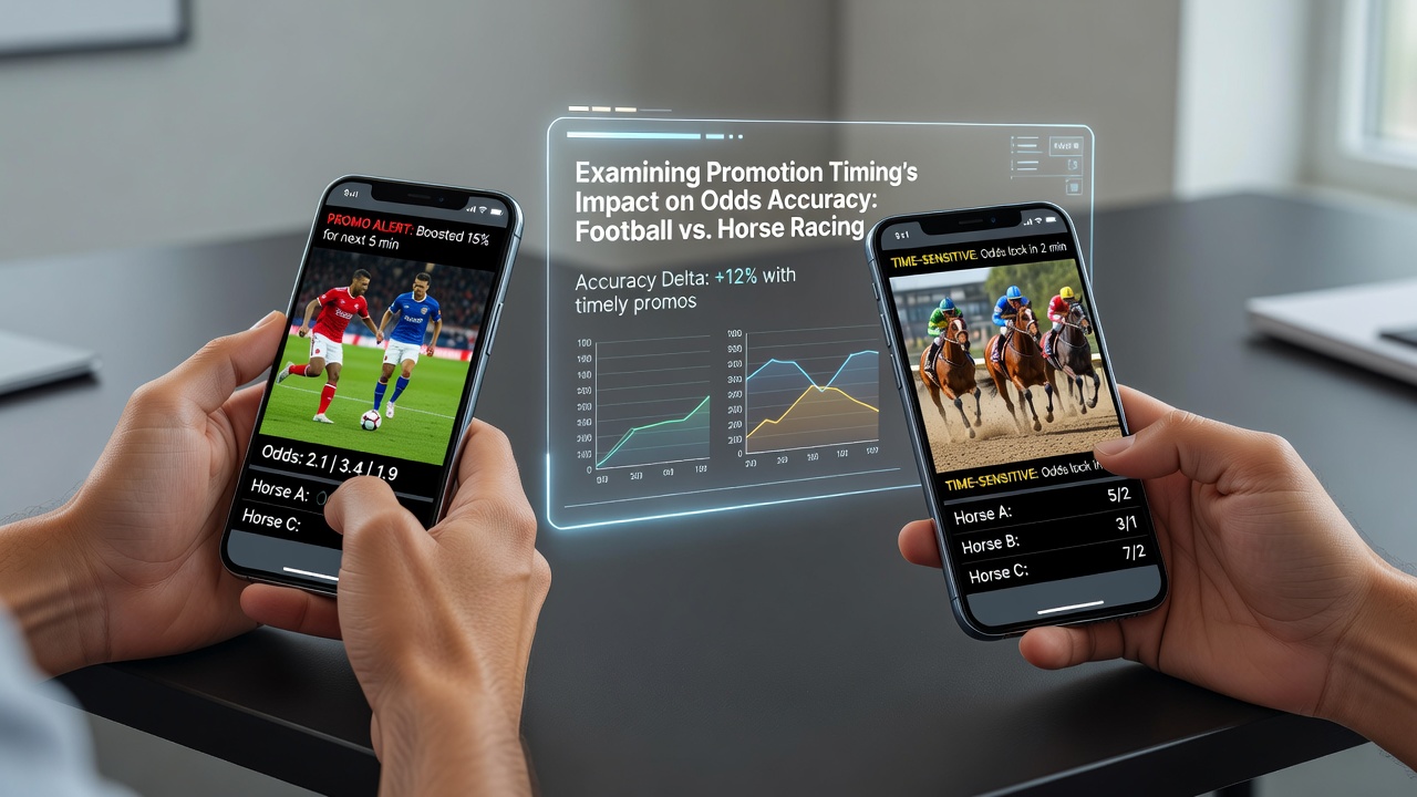 Smartphone-Display zeigt Live-Quotenvergleich für Fußball und Pferderennen mit aktiven Promotionen
