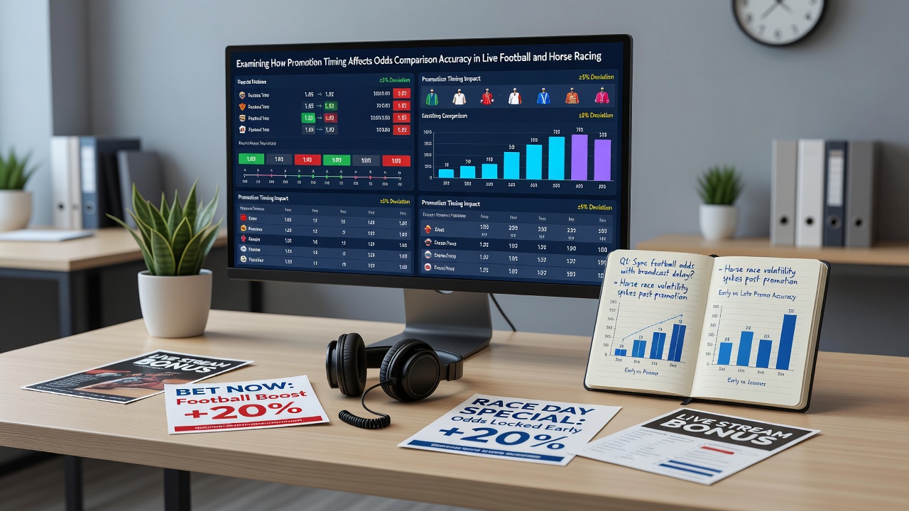 Vergleichs-Dashboard auf Smartphone während eines Live-Pferderennens mit Timing-Markern für Promotionen