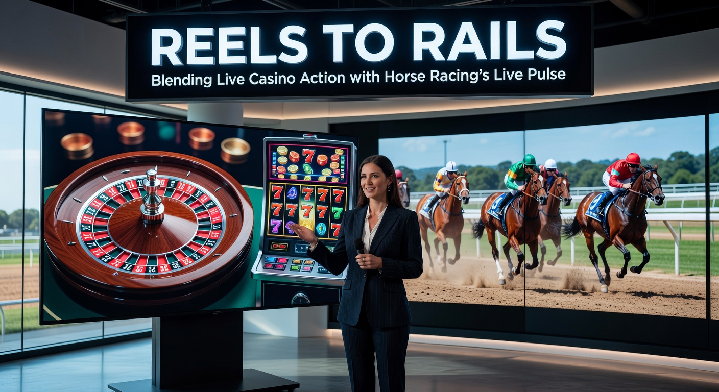 Live-Casino-Spiele und Pferderennen auf einer Plattform, mit drehenden Reels und galoppierenden Pferden im Hintergrund