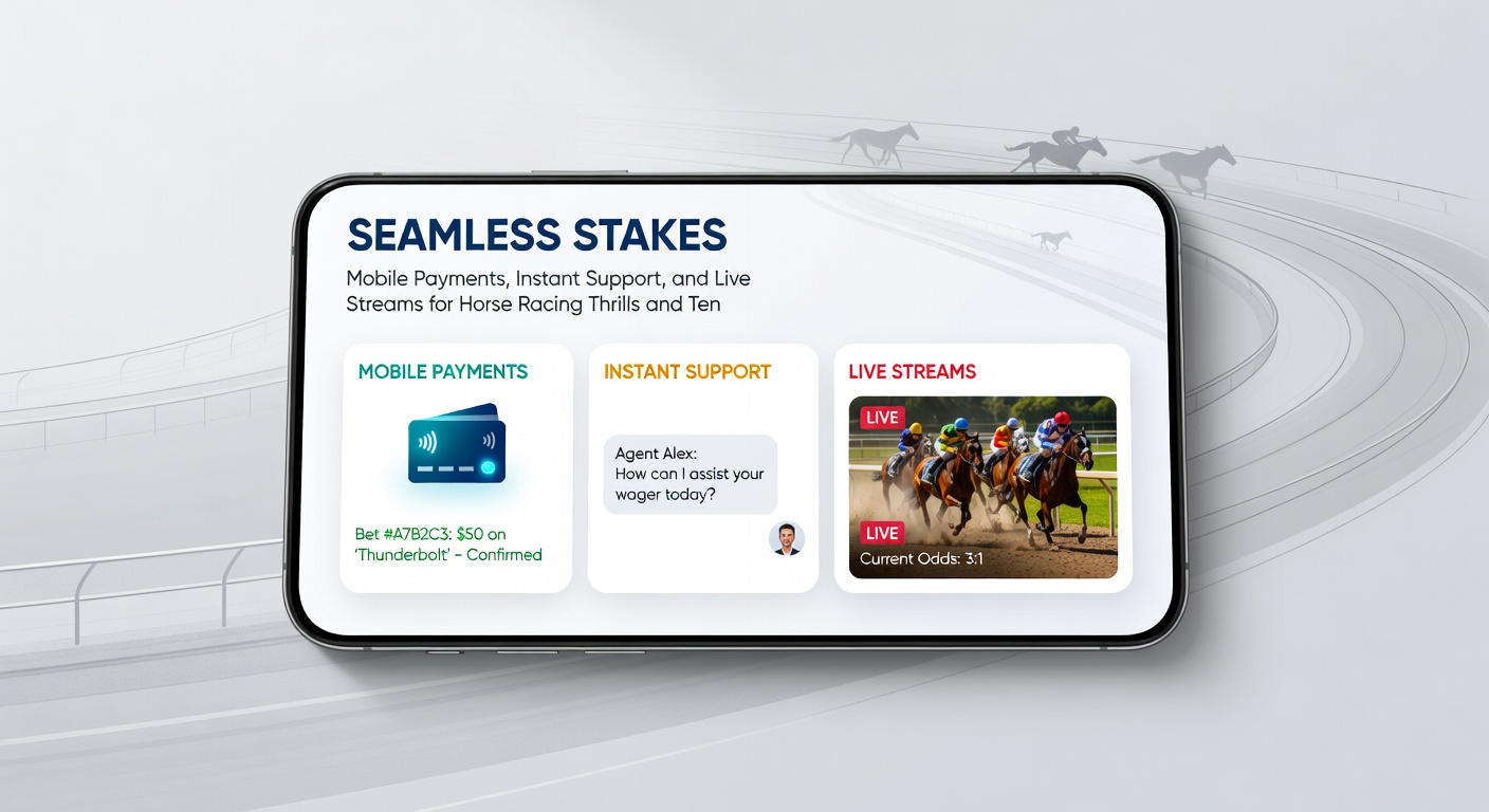 Live-Stream-Szene eines Tennis-Matches mit mobilen Wetten-Overlay und Support-Chat-Fenster im Vordergrund